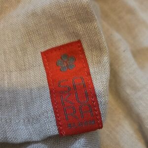 Sakura Bloom Red Fabric Tag - Neutral Linen Item